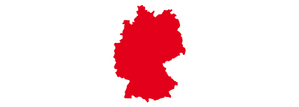 Eine rot eingefärbte Karte von Deutschland.